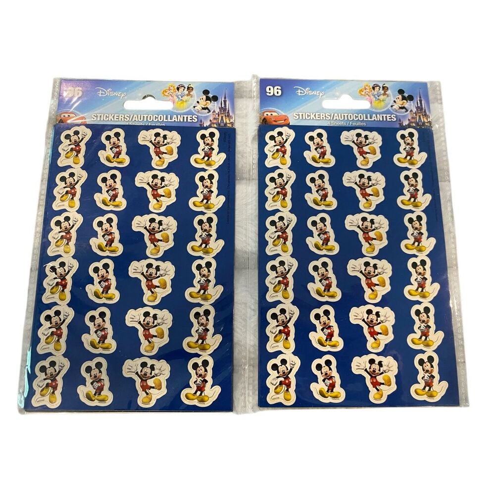Disney Mickey Mouse Sticker Sheets Lot 2 Packs 96 Stickers Scrapbooking Cartoon